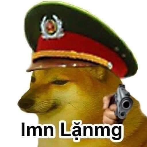Công an cheems cầm súng và yêu cầu im lặng