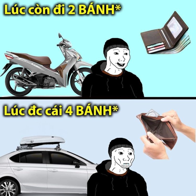 Tình trạng ví tiền trước và sau khi chuyển từ xe máy sang ô tô
