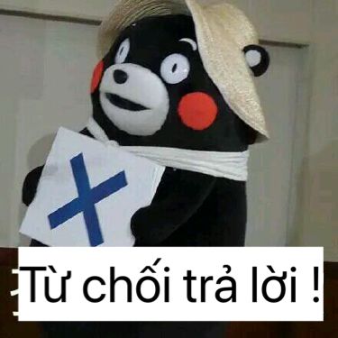 Gấu bông cầm biển gạch chéo “Từ chối trả lời”