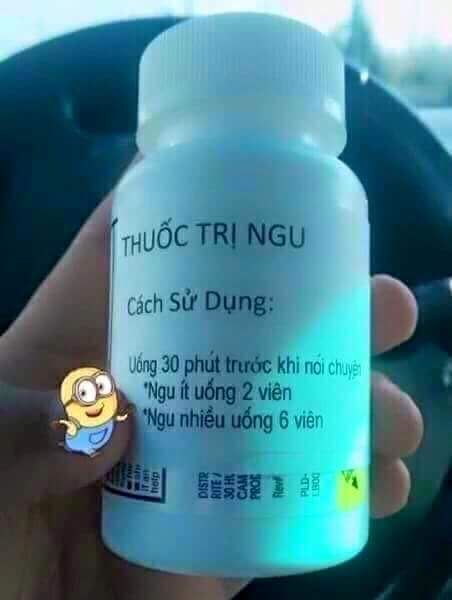 Quảng cáo lọ thuốc trị ngu kèm hướng dẫn sử dụng rất chi tiết